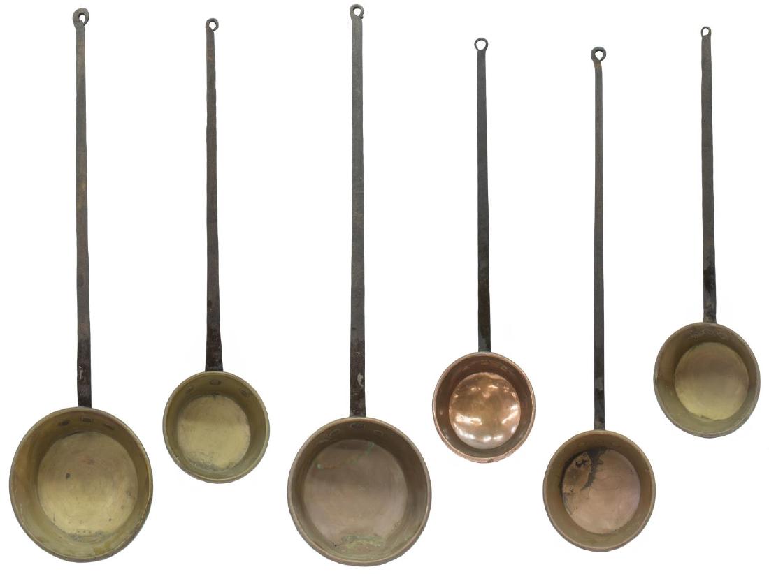 (6) ANTIQUE FRENCH COPPER, BRASS & IRON PANS (1 of 3)