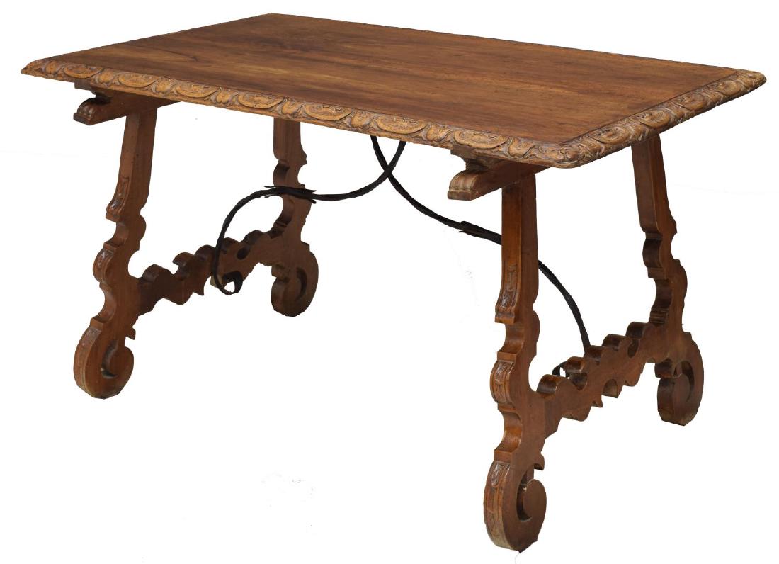 SPANISH BAROQUE-STYLE OAK SPOOL TRESTLE TABLE (1 of 3)