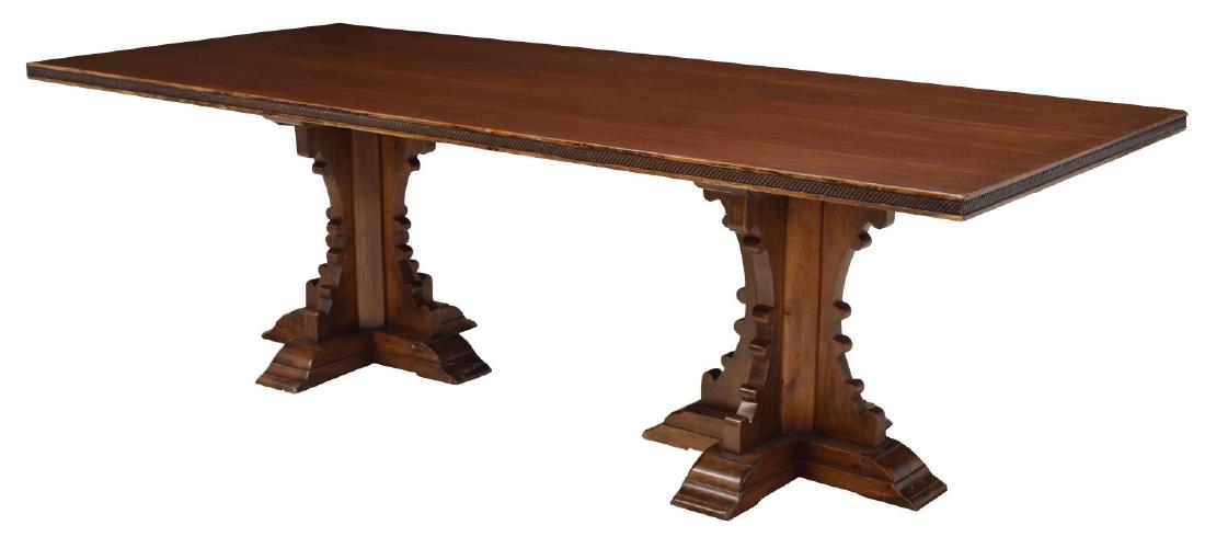 SPANISH GOTHIC REVIVAL DOUBLE PEDESTAL TABLE (1 of 4)
