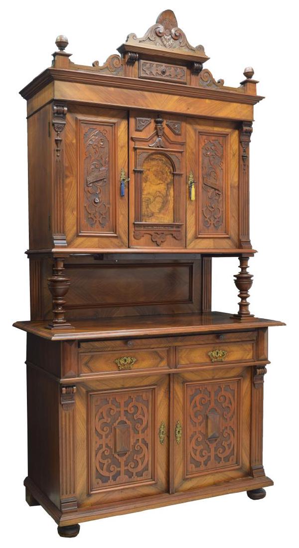 RENAISSANCE REVIVAL MAHOGANY CUPBOARD, 19TH C. (1 of 5)