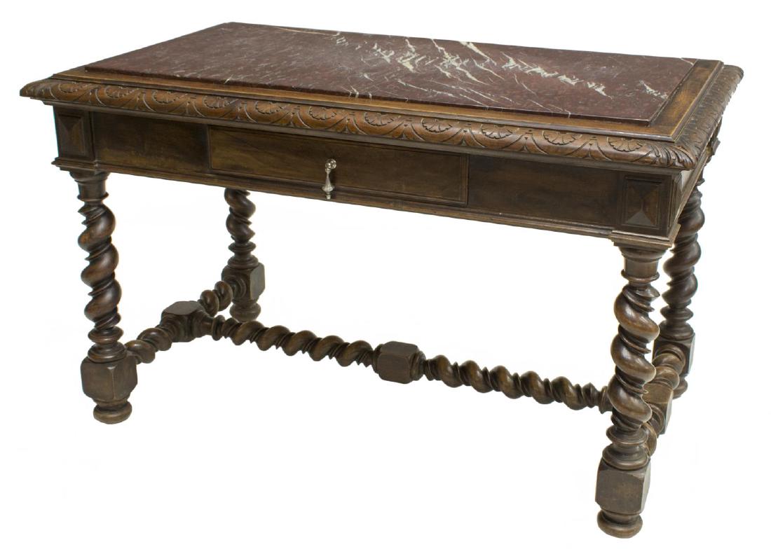 FRENCH LOUIS XIII STYLE TWIST LEG LIBRARY TABLE (1 of 2)