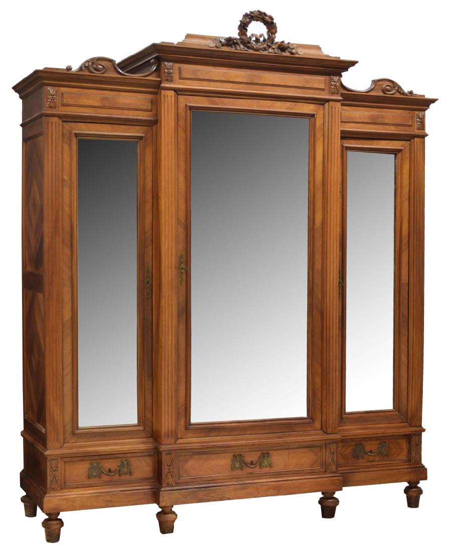 FRENCH LOUIS XVI STYLE MIRROR BREAKFRONT ARMOIRE (1 of 3)