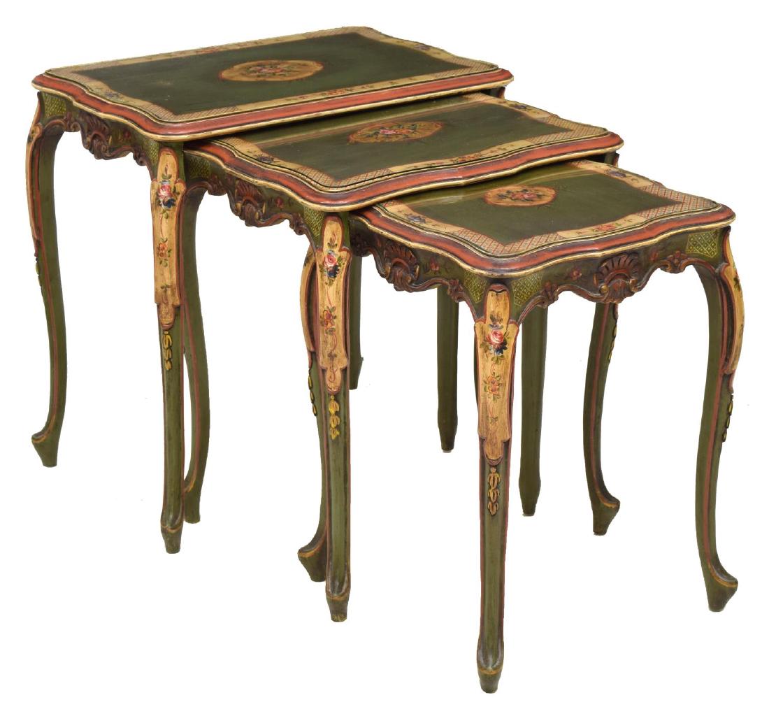 (3) LOUIS XV STYLE PAINTED NESTING TABLES (1 of 4)