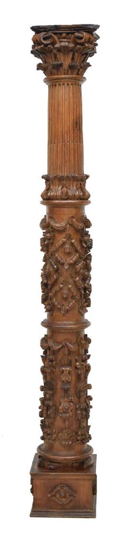 HEAVILY CARVED COLUMN/PEDESTAL, NORTHERN SPAIN (1 of 3)