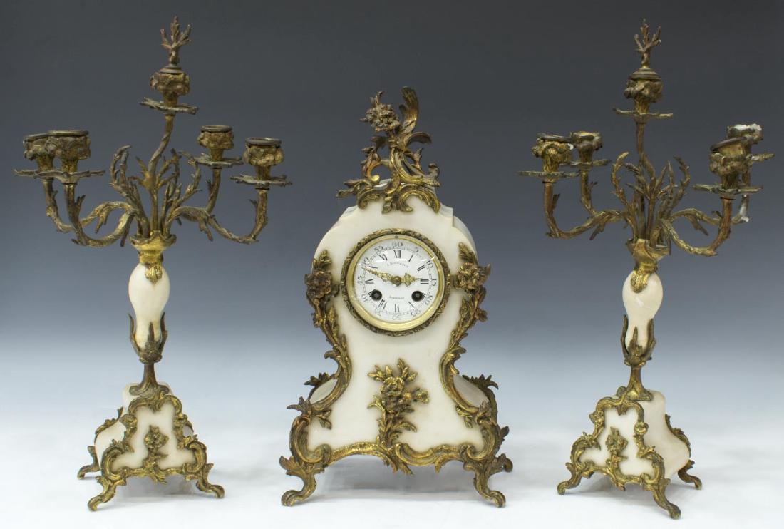 (3) FRENCH SAMUEL MARTI MANTLE CLOCK & GARNITURE (1 of 5)