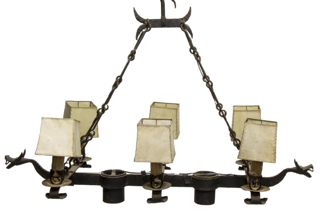 SPANISH GAUDI STYLE IRON DRAGON 8 LIGHT CHANDELIER (1 of 3)