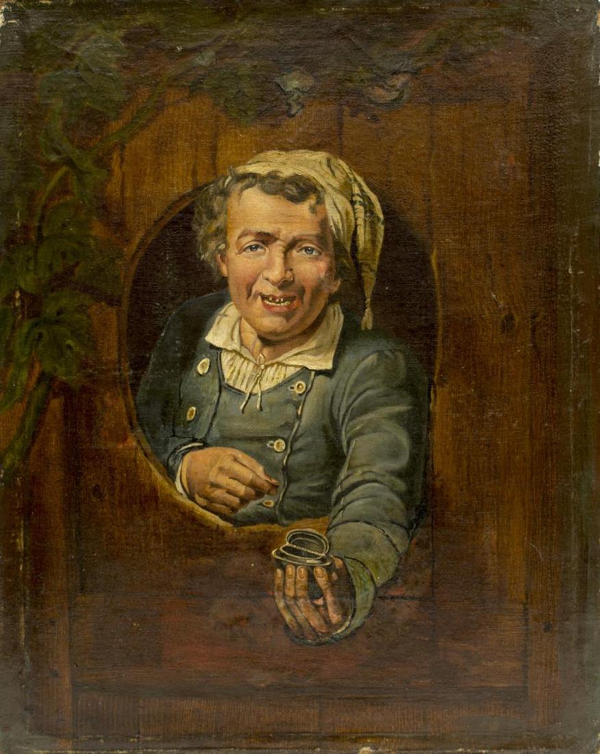 OIL ON LINEN TROMPE L'OEIL PAINTING, 19TH C. (1 of 4)