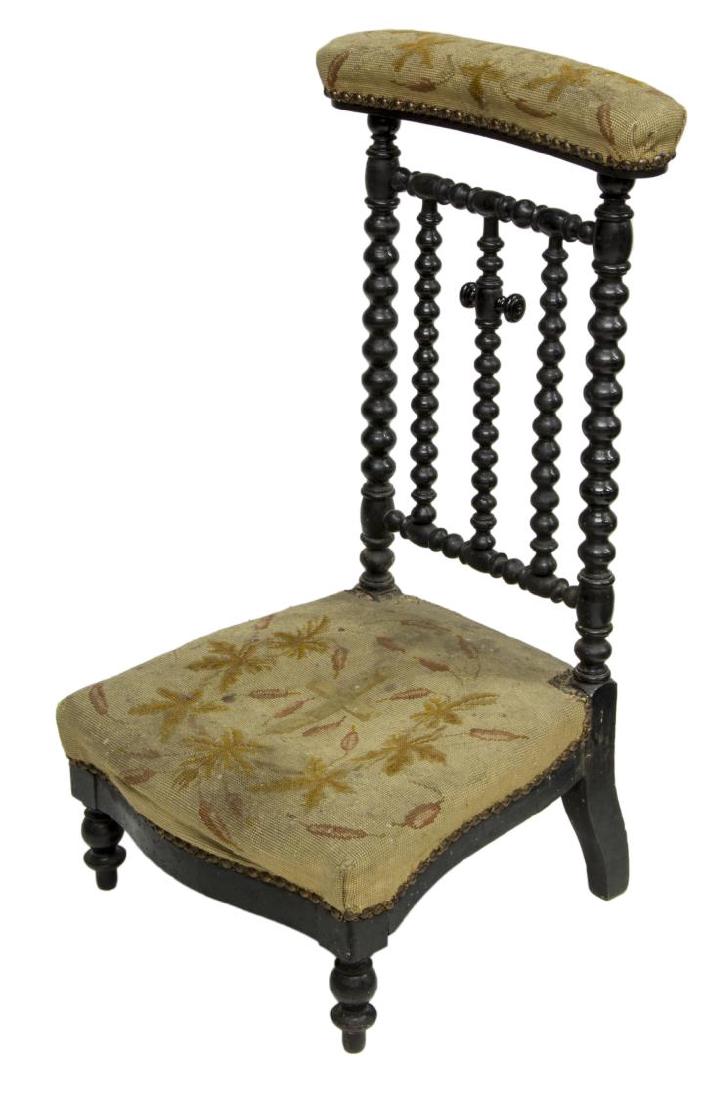 FRENCH TURNED WALNUT & ELM PRAYER CHAIR (1 of 3)