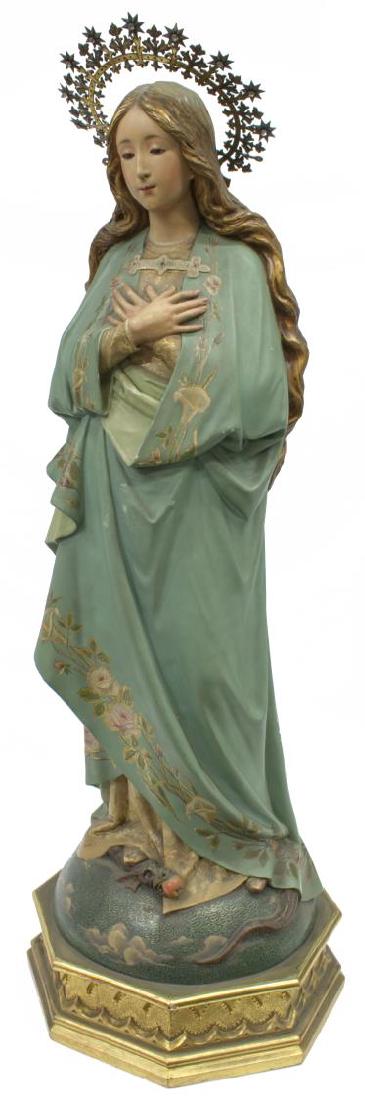 ANTIQUE RELIGIOUS SPAINISH SANTO FIGURE OF MADONNA (1 of 4)