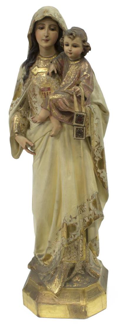 ANTIQUE RELIGIOUS SPANISH MADONNA & CHILD SANTO (1 of 3)