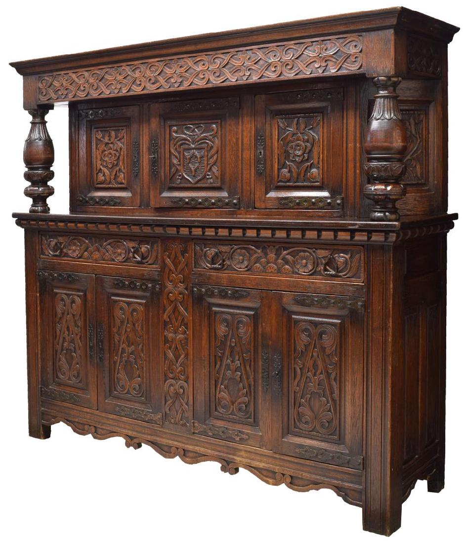 FRENCH RENAISSANCE REVIVAL CARVED OAK SIDEBOARD (1 of 3)
