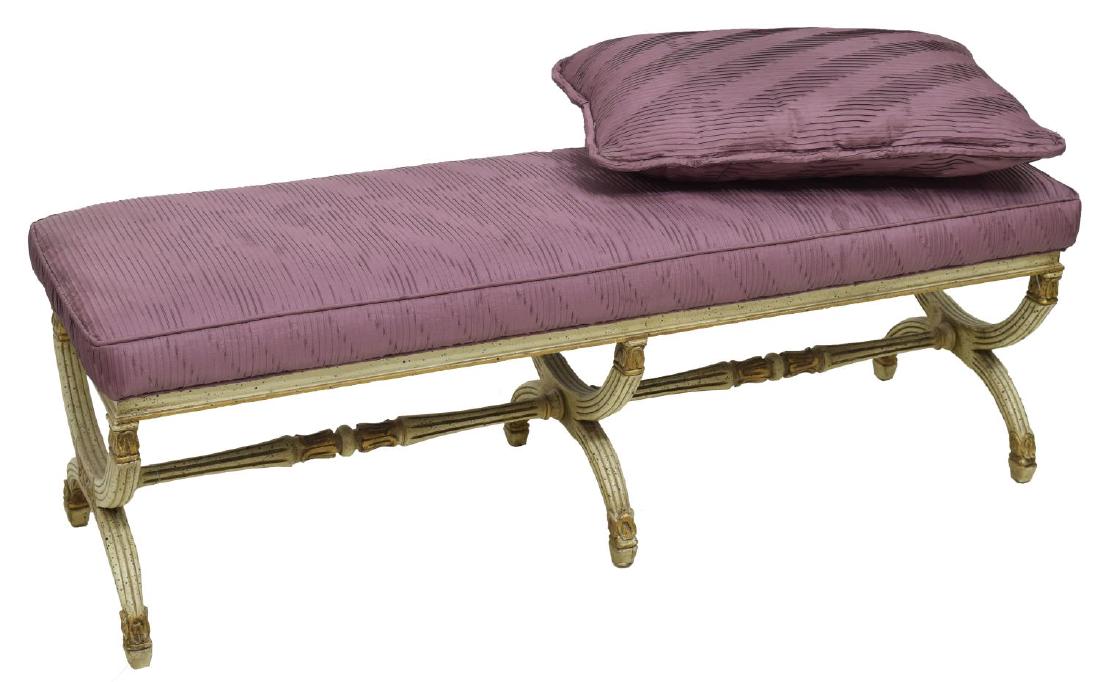 NEOCLASSICAL STYLE PARCEL GILT TRIPLE CURULE BENCH (1 of 3)
