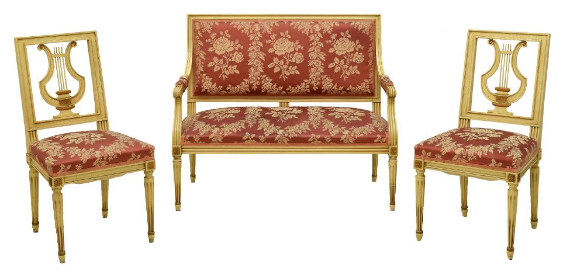 (3) FRENCH LOUIS XVI STYLE PARCEL GILT PARLOR SET (1 of 4)