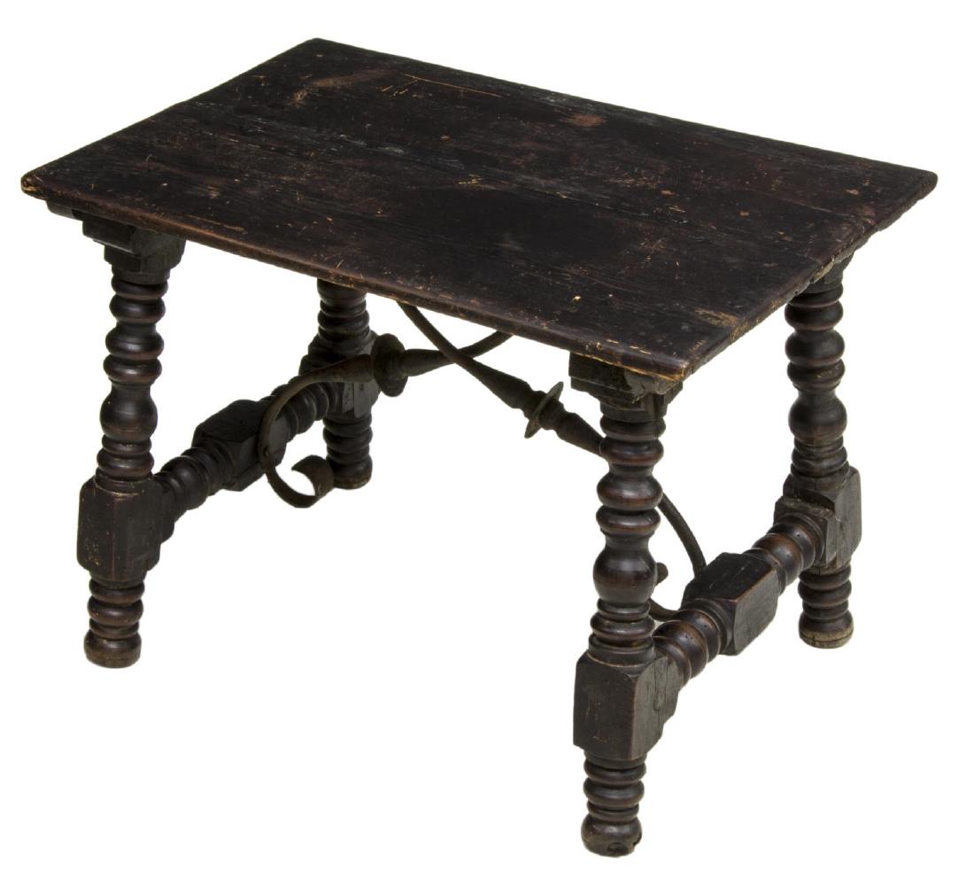 SPANISH BAROQUE STYLE IRON STRETCHER SIDE TABLE (1 of 2)