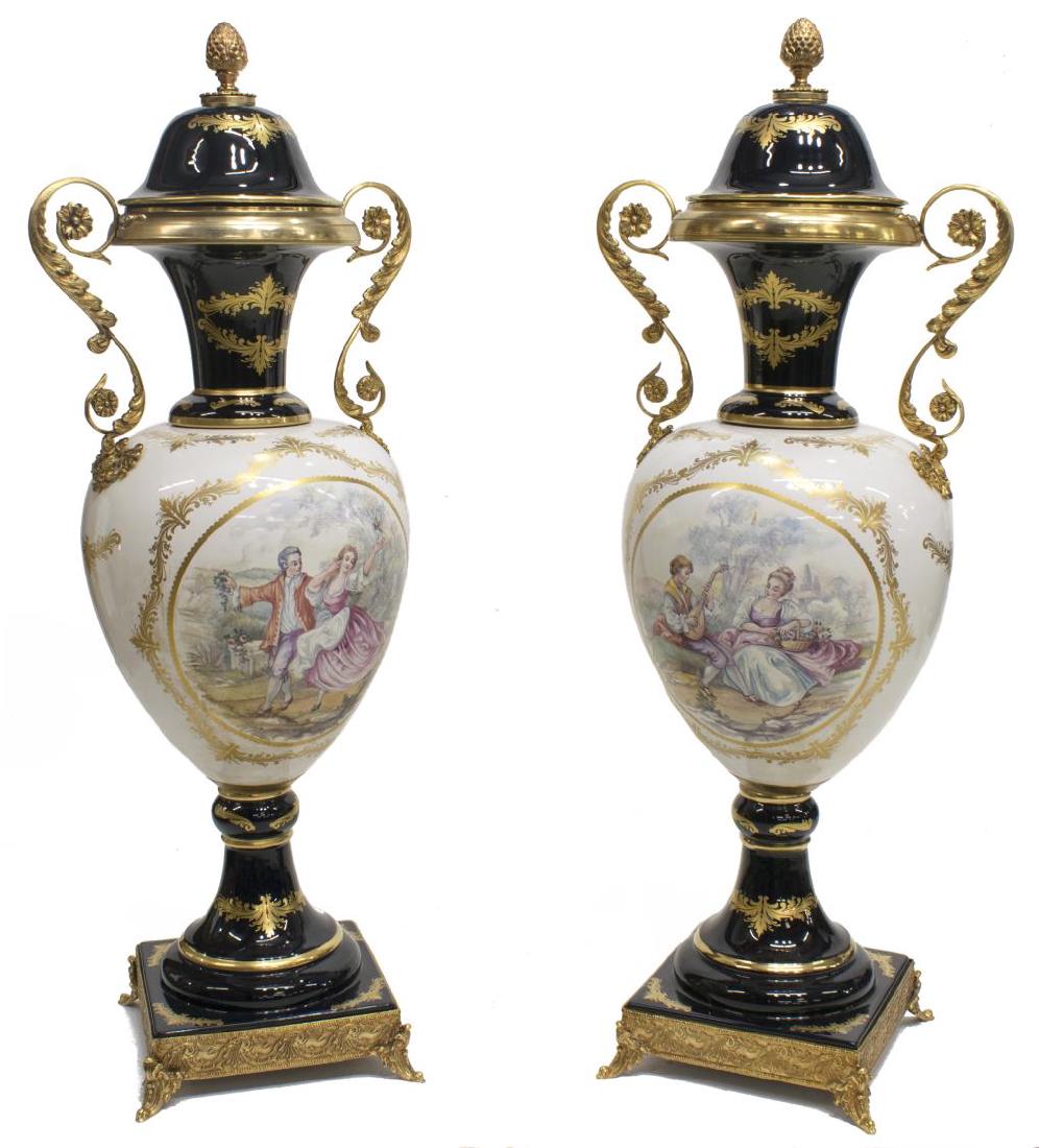 (2) MONUMENTAL R. LIMOGES PORCELAIN LIDDED URNS (1 of 5)