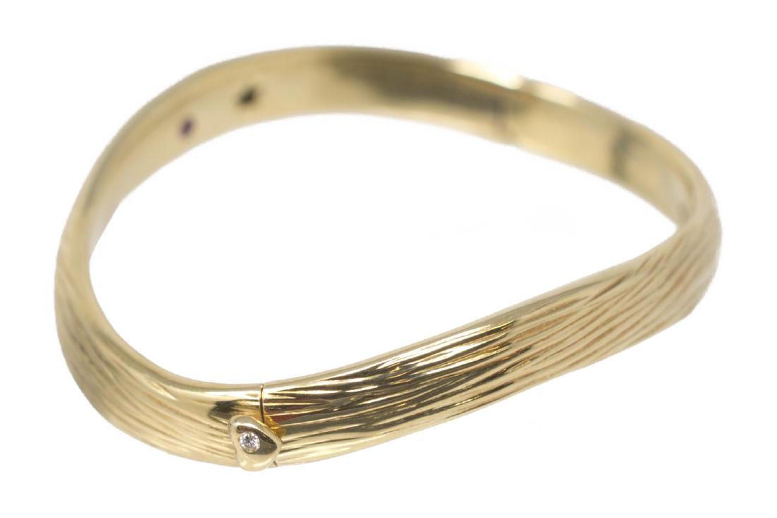 ITALIAN 18KT GOLD, DIAMOND, RUBY BANGLE BRACELET (1 of 4)