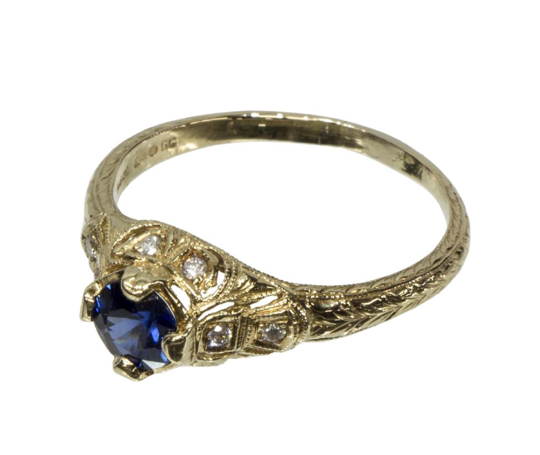 LADIES ESTATE 14KT GOLD, SAPPHIRE & DIAMOND RING (1 of 5)