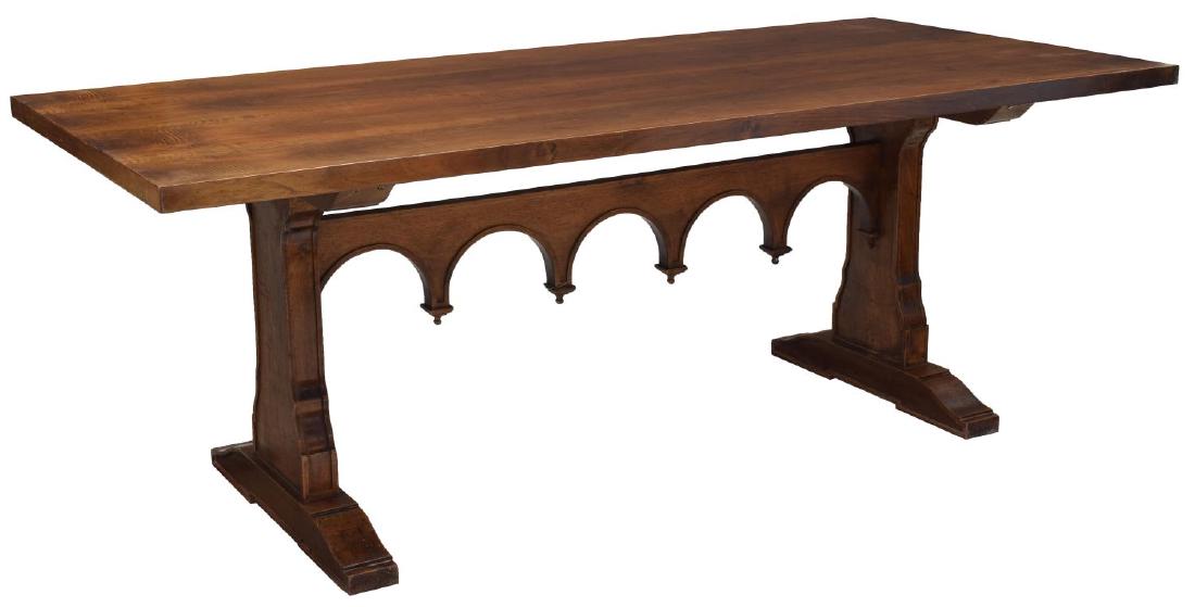SPANISH BAROQUE STYLE OAK TRESTLE LEG DINING TABLE (1 of 3)