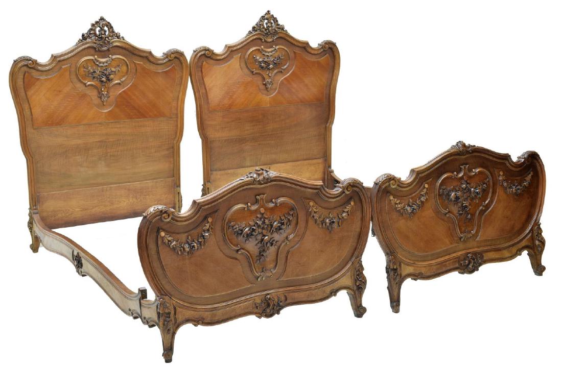 ANTIQUE LOUIS XV STYLE RELIEF CARVED KING SIZE BED (1 of 5)