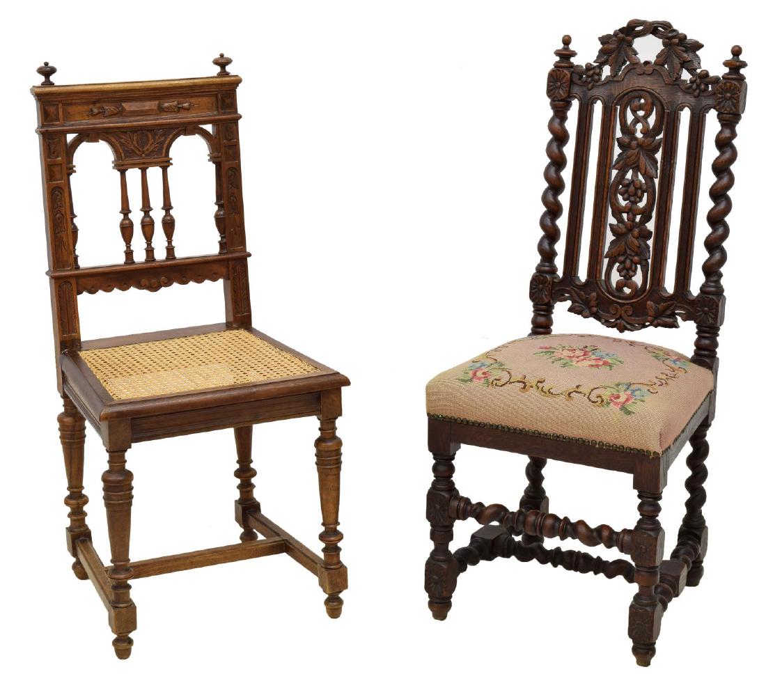 (2) FRENCH CARVED WOOD SIDE CHAIRS (1 of 4)