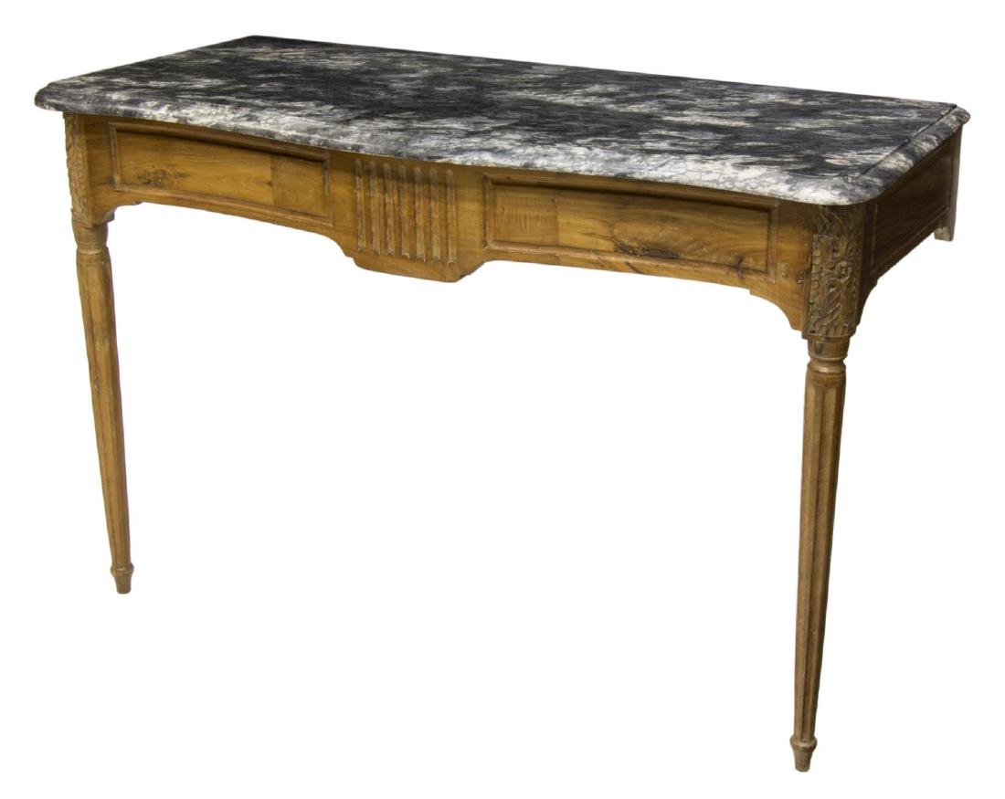 FRENCH LOUIS XVI STYLE WALNUT MARBLE CONSOLE TABLE (1 of 2)