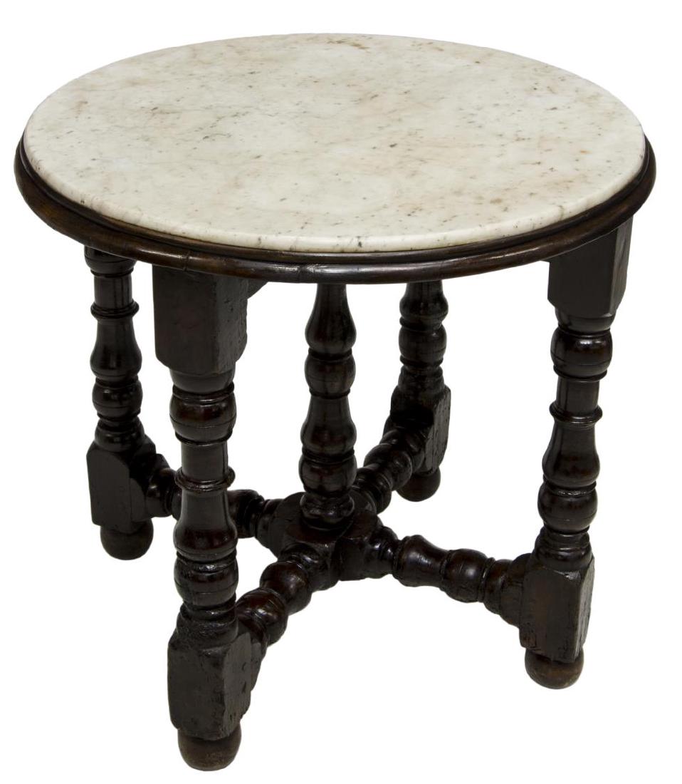 FRENCH LOUIS XIII STYLE MARBLE TOP GUERIDON TABLE (1 of 2)