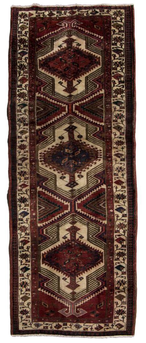HAND-TIED PERSIAN TABRIZ WOOL RUG, 10'10" x 3'4" (1 of 3)