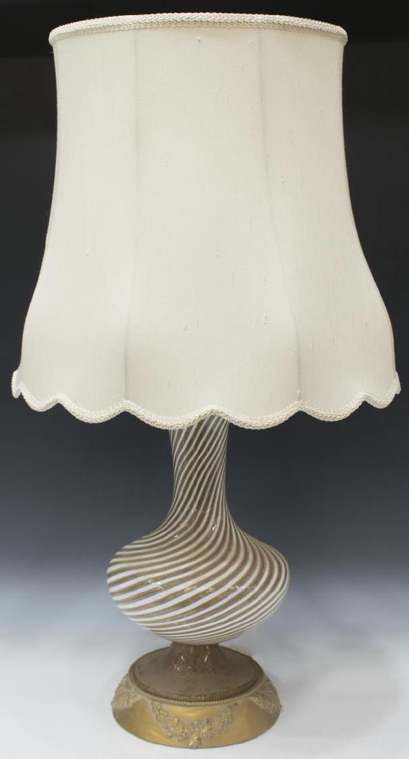 VINTAGE MURANO ART GLASS GILT SWIRL TABLE LAMP (1 of 2)