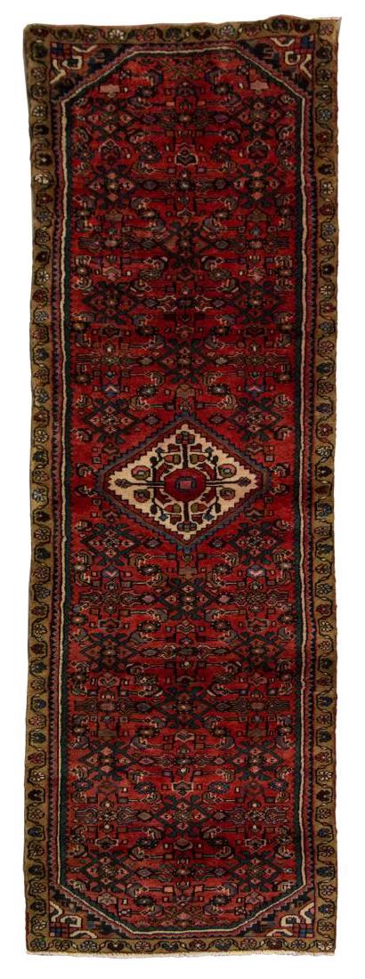 HAND-TIED PERSIAN BIJAR WOOL RUG, 9'6" x 2'7" (1 of 2)