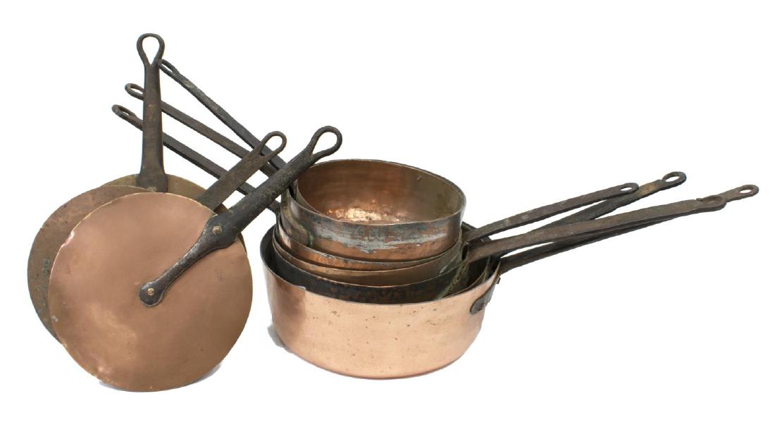 (10) ANTIQUE FRENCH COPPER & IRON COOKWARE (1 of 3)