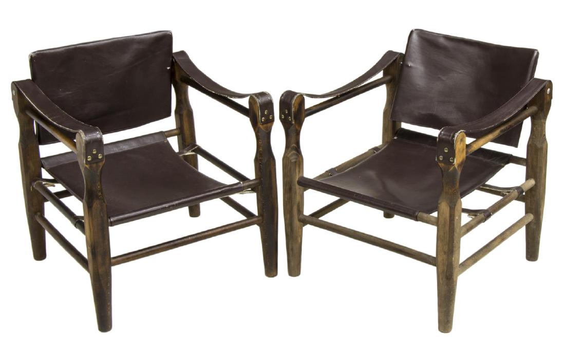 (2)DANISH MID-CENTURY MODERN LEATHER SAFARI CHAIRS (1 of 2)