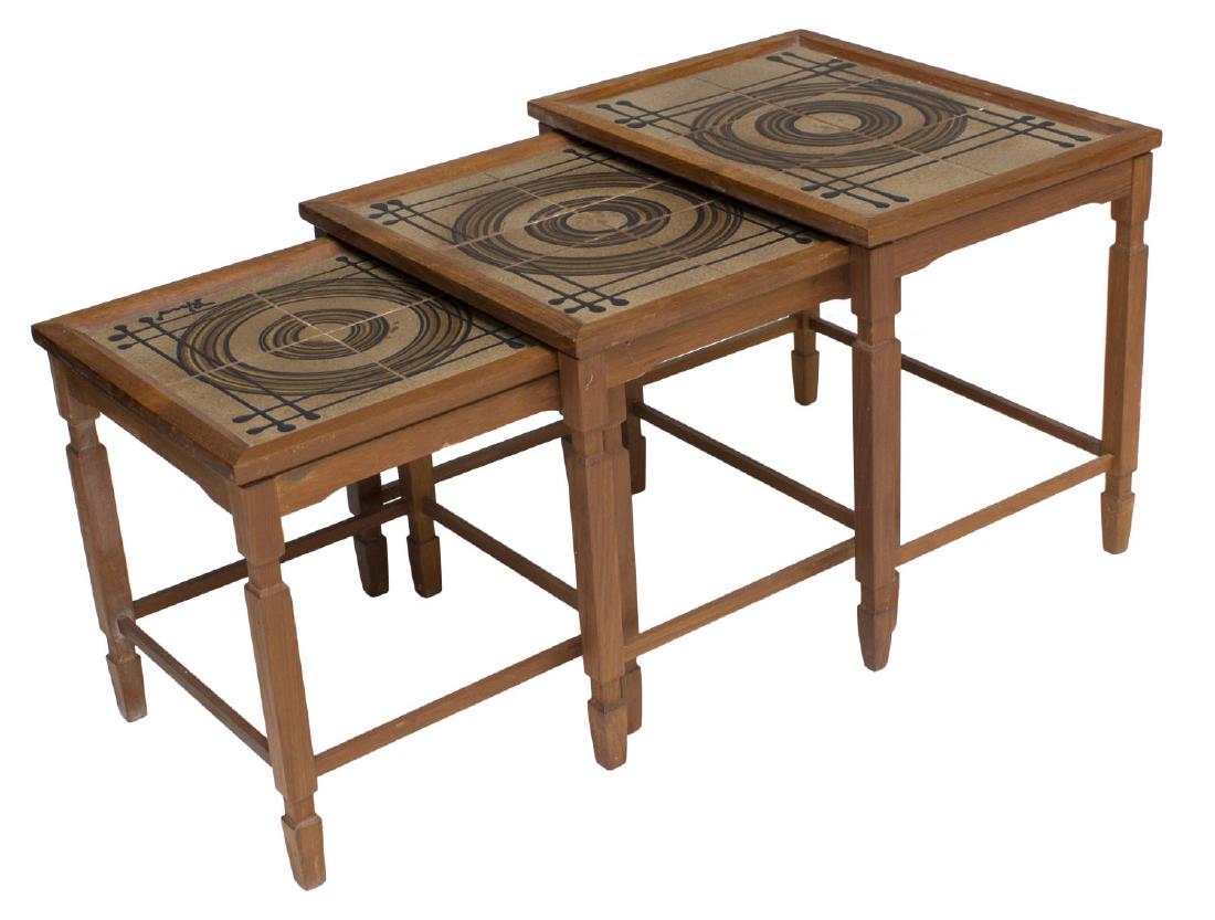 (3) TOFTEN DANISH MODERN TILE TEAK NESTING TABLES (1 of 3)