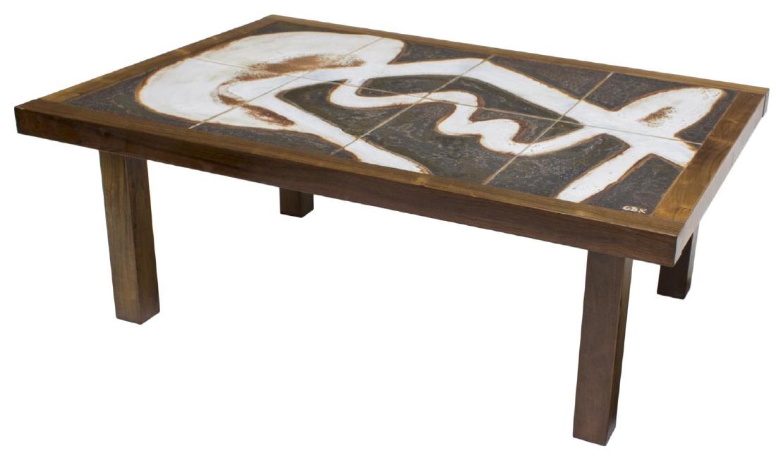 DANISH MID-CENTURY ROSEWOOD TILE TOP TABLE, SIGNED (1 of 3)
