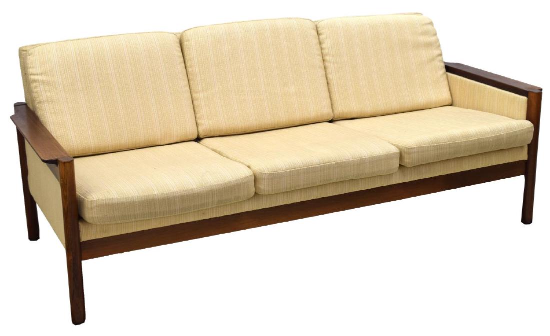DANISH MID-CENTURY ROSEWOOD & UPHOLSTERED SOFA (1 of 3)