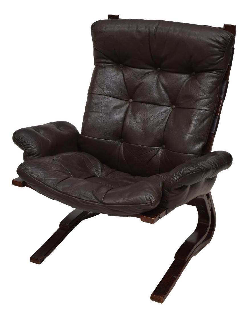 DANISH MODERN LEATHER & BENTWOOD LOUNGE CHAIR (1 of 3)