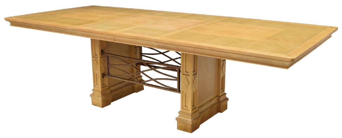 MODERN WALNUT MARQUETRY DINING TABLE W/ LEAVES (1 of 7)