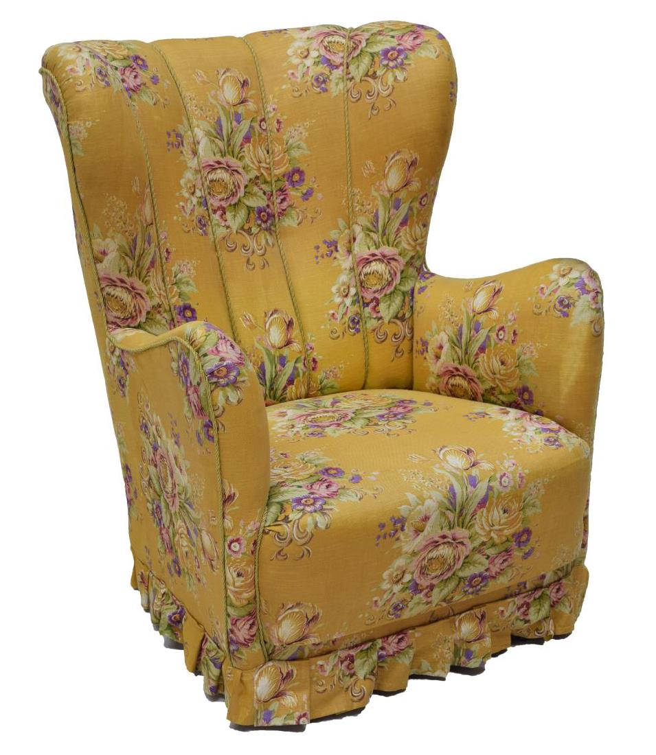 VINTAGE DANISH FLORAL UPHOLSTERED ARM CHAIR (1 of 4)