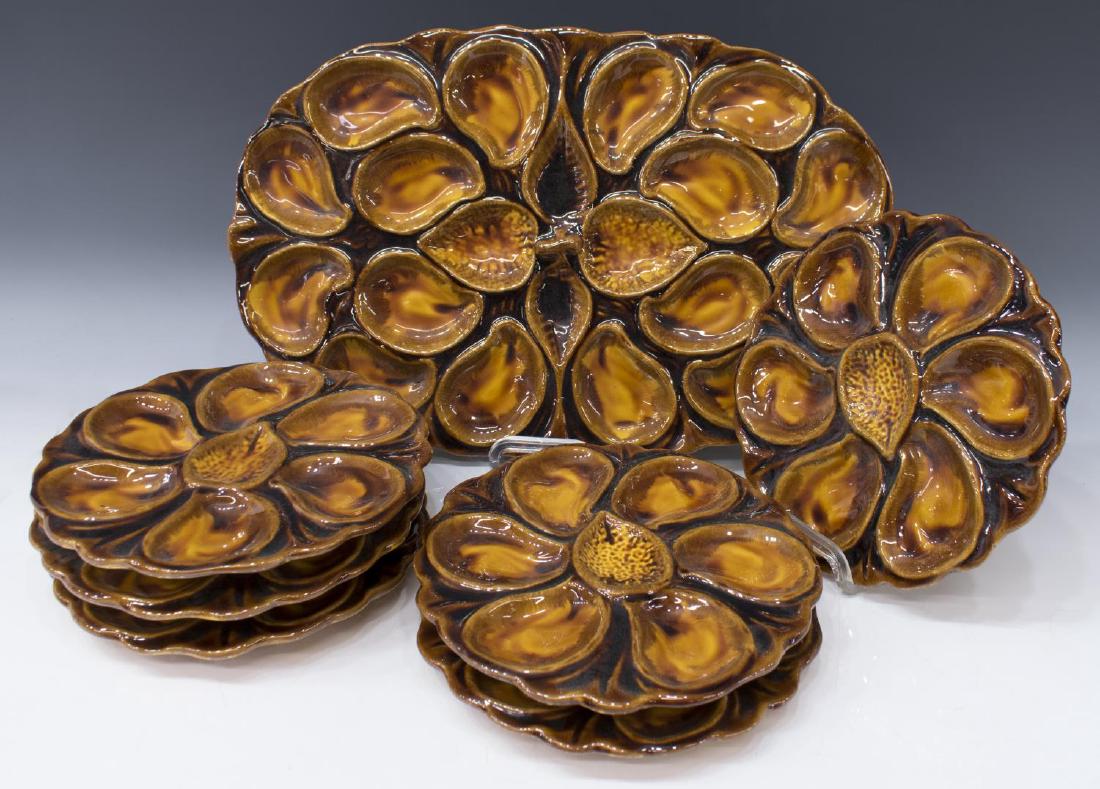 (7) CONTINENTAL MAJOLICA OYSTER PLATTER & PLATES (1 of 2)