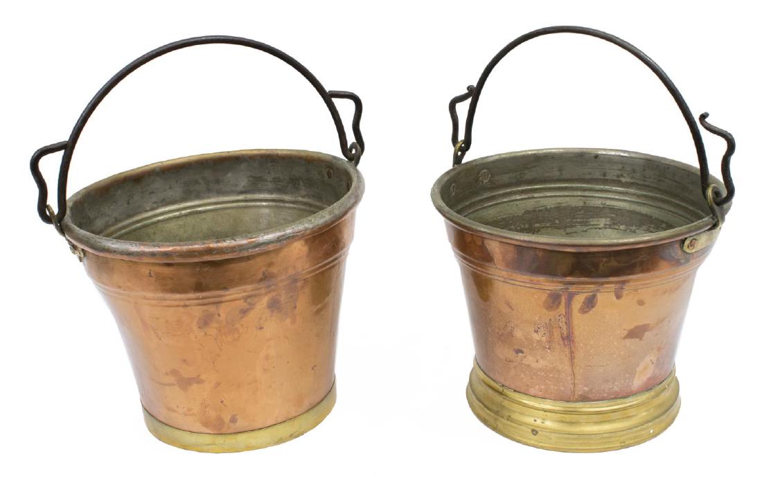 (2) CONTINETAL COPPER PAILS/ BUCKETS W/ IRON BAILS (1 of 2)