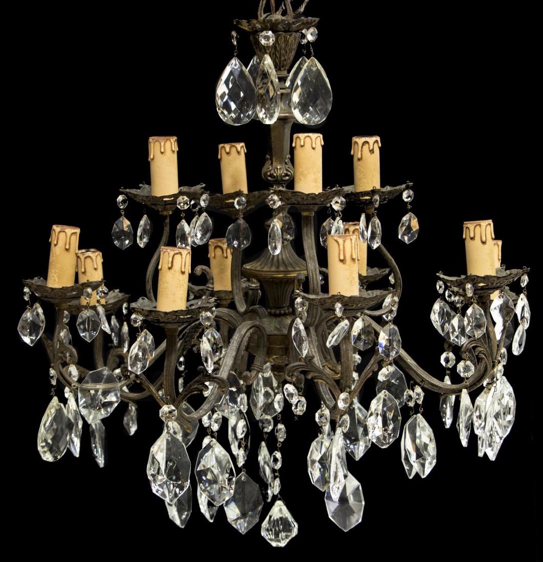 ITALIAN BRASS AND CRYSTAL 12 LIGHT CHANDELIER (1 of 2)