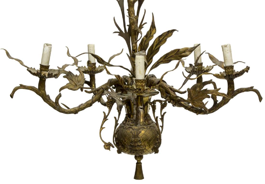 CONTINENTAL GILT BRONZE 5LT FLOWER VASE CHANDELIER (1 of 2)