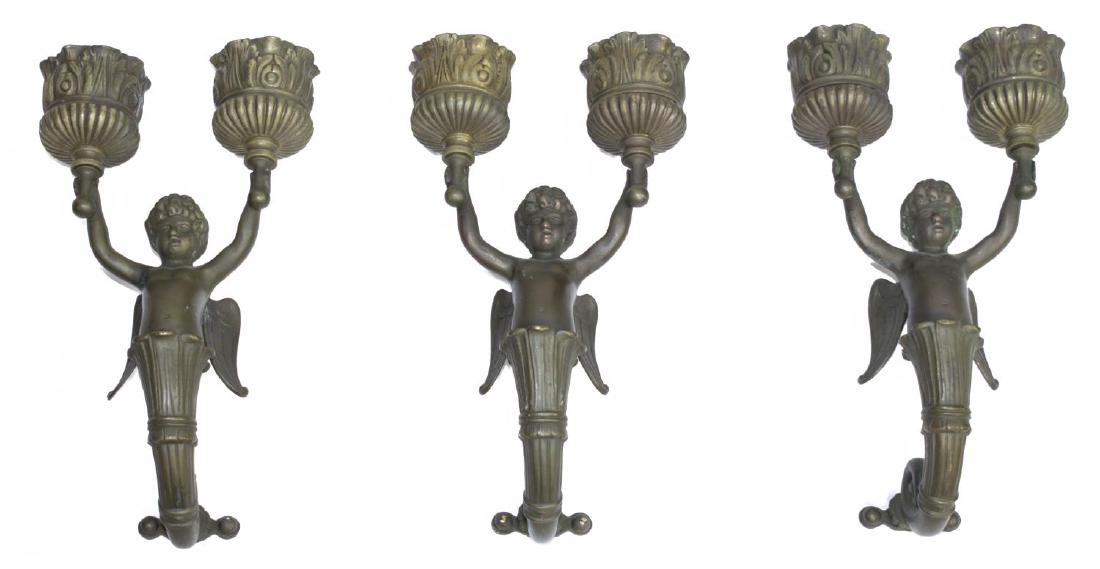 (3) CONTINENTAL PAT. BRONZE PUTTI 2-LT WALL SCONCE (1 of 2)