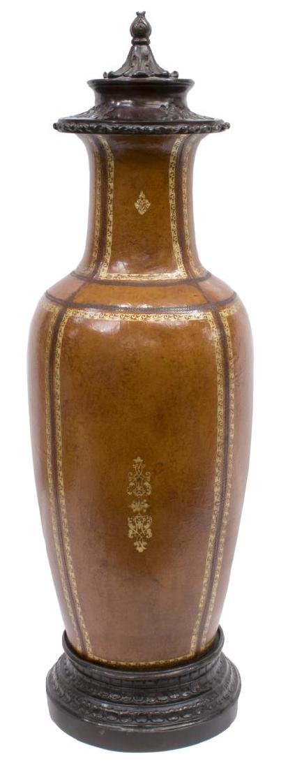MAITLAND SMITH (ATTR.) LEATHER-WRAPPED COVERED URN (1 of 3)