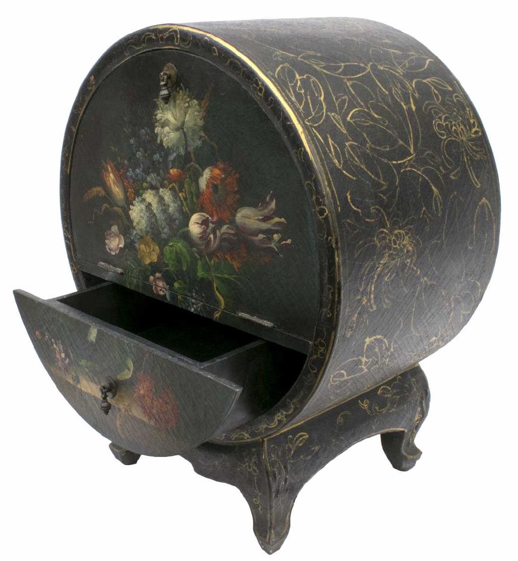 DECORATIVE FLORAL PAINTED BAR CABINET ON STAND (1 of 3)