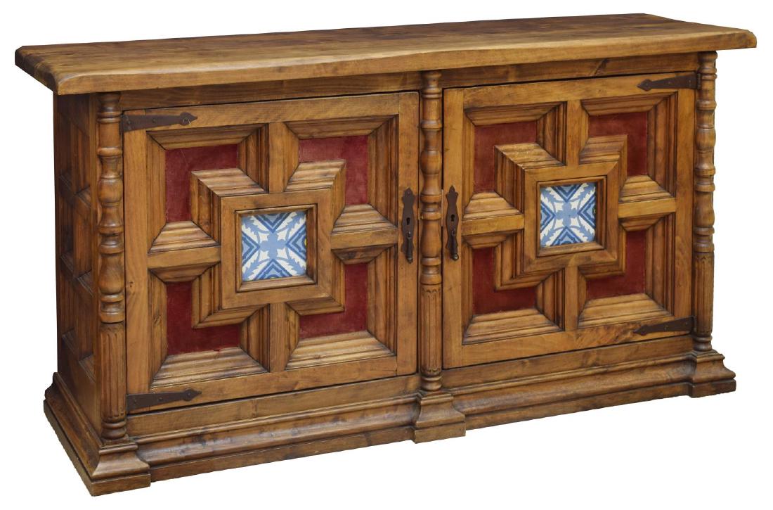 ITALIAN RUSTIC WALNUT AND ART TILE SIDEBOARD (1 of 3)