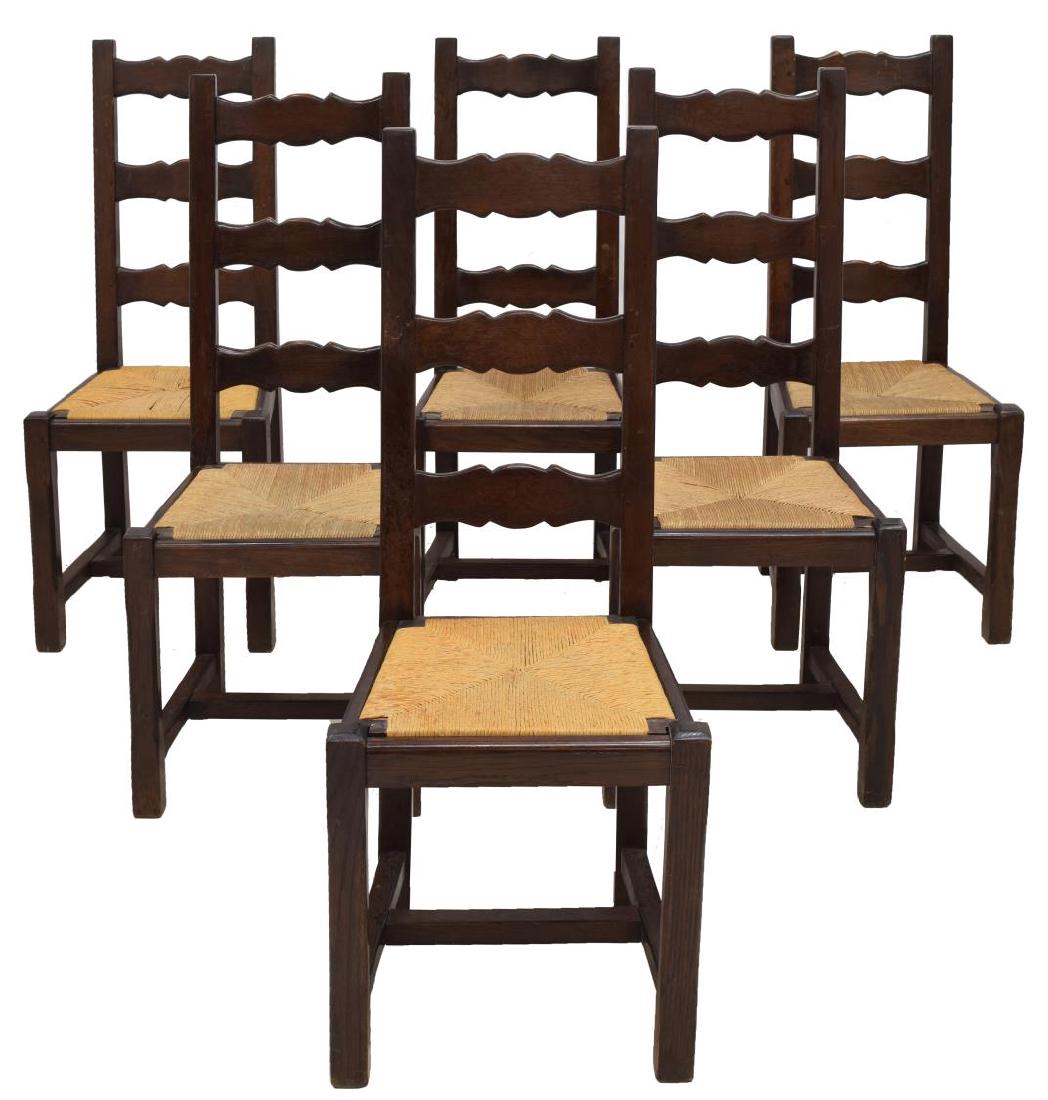 (6) FRENCH COUNTRY PROVINCIAL OAK DINING CHAIRS (1 of 2)