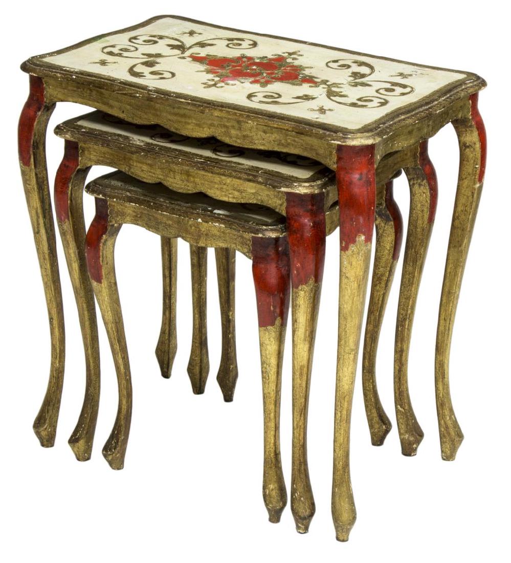 (3) ITALIAN FLORENTINE PARCEL GILT NESTING TABLES (1 of 3)