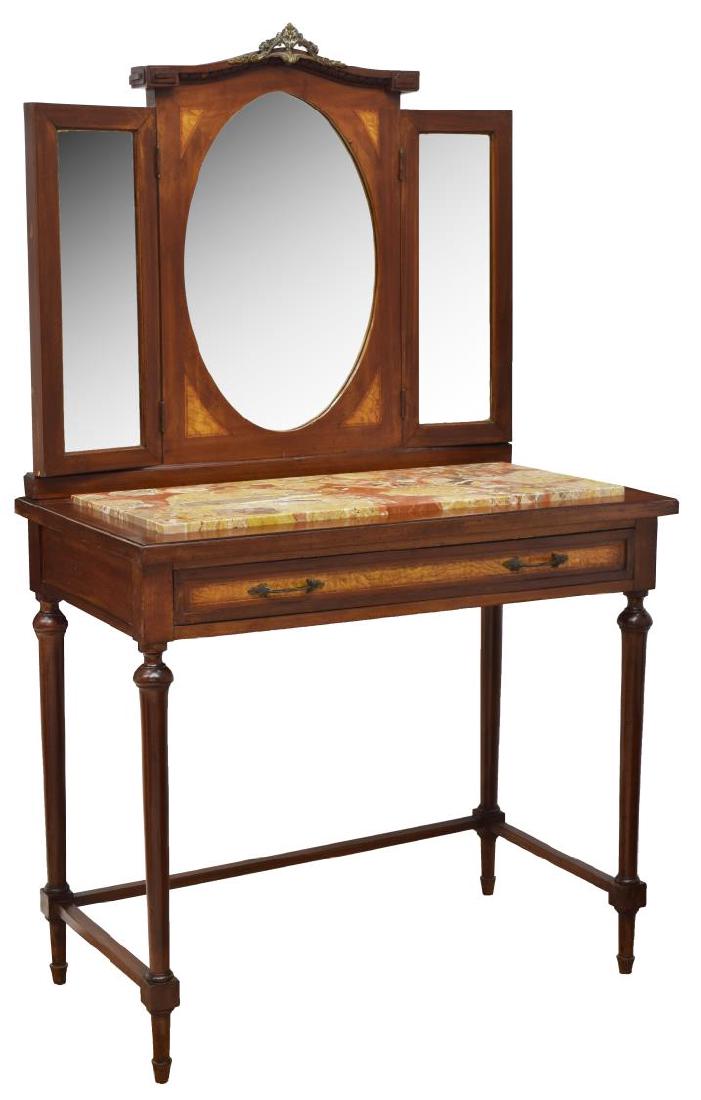 ITALIAN ART NOUVEAU INLAID MIRRORED VANITY TABLE (1 of 3)