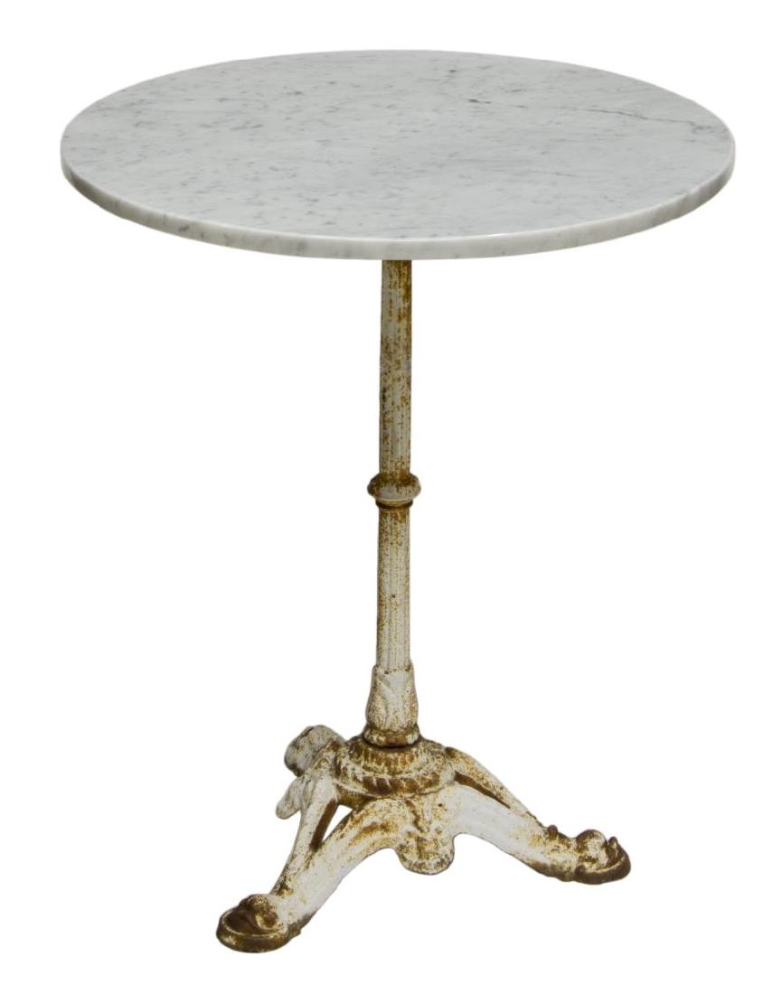 FRENCH ROUND PARISIAN BISTRO MARBLE TOP TABLE (1 of 2)