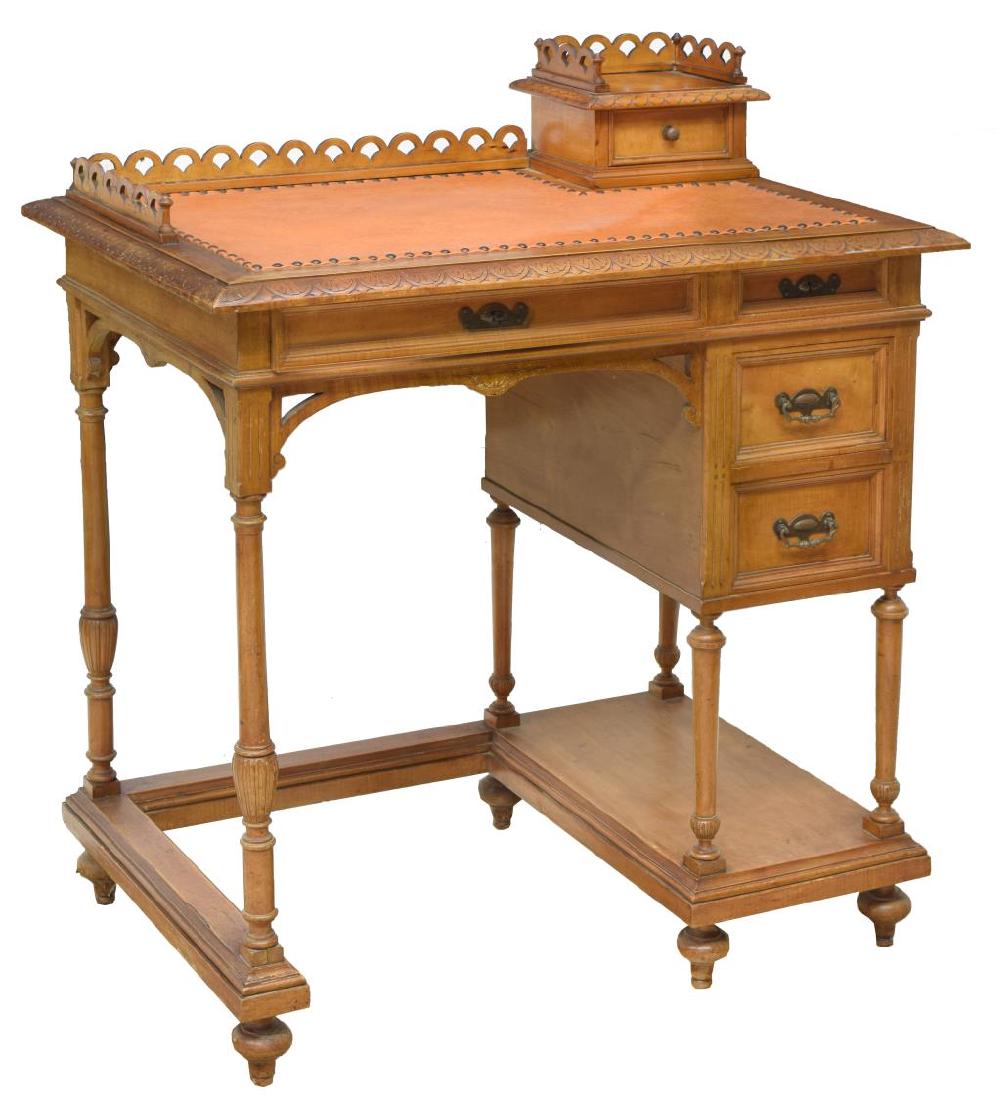 FRENCH HENRI II STYLE MAPLE WRITING DESK (1 of 2)